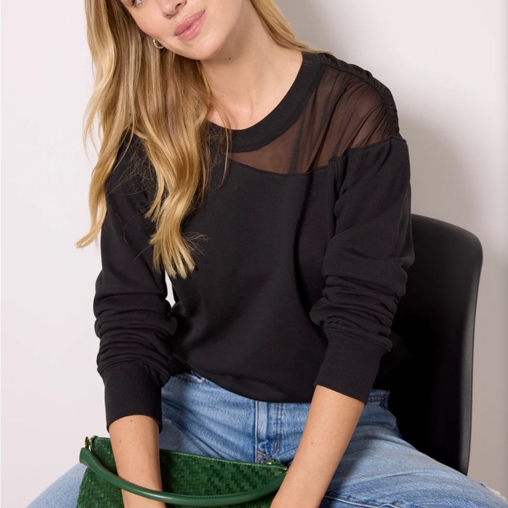 Evereve Hollis Mesh Insert Sweatshirt